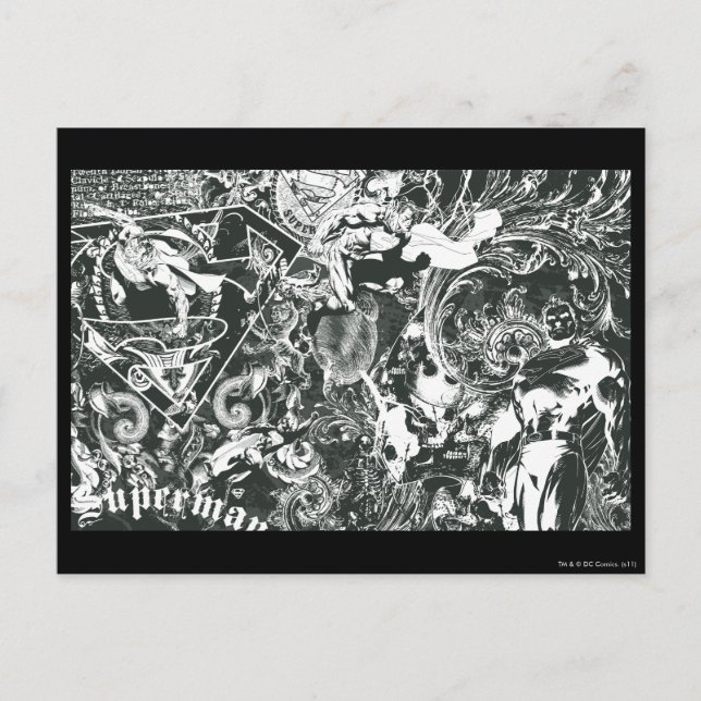 Carte Postale Superman Grey Collage (Devant)