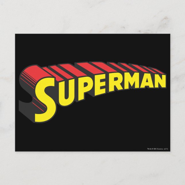 Carte Postale Superman | Logo de lettres rouges jaunes (Devant)
