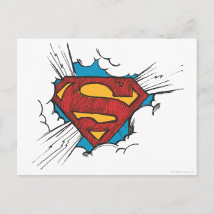 Carte Postale Superman S-Shield   Dans le logo Nuages