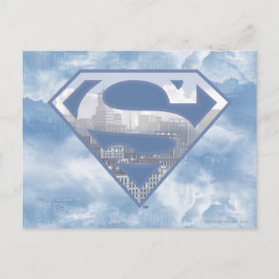 Carte Postale Superman S-Shield   Logo de la ville bleu clair