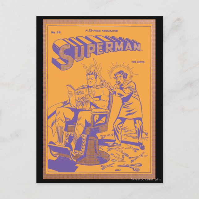 Carte Postale Superman se fait couper les cheveux (Devant)