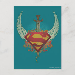 Carte Postale Superman Stylisé   Logo de l'Arrière - plan Turquo