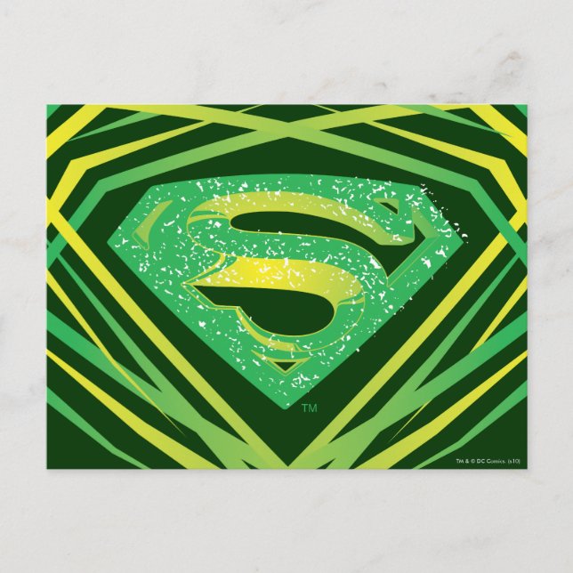 Carte Postale Superman Stylisé | Logo Décoratif Vert (Devant)