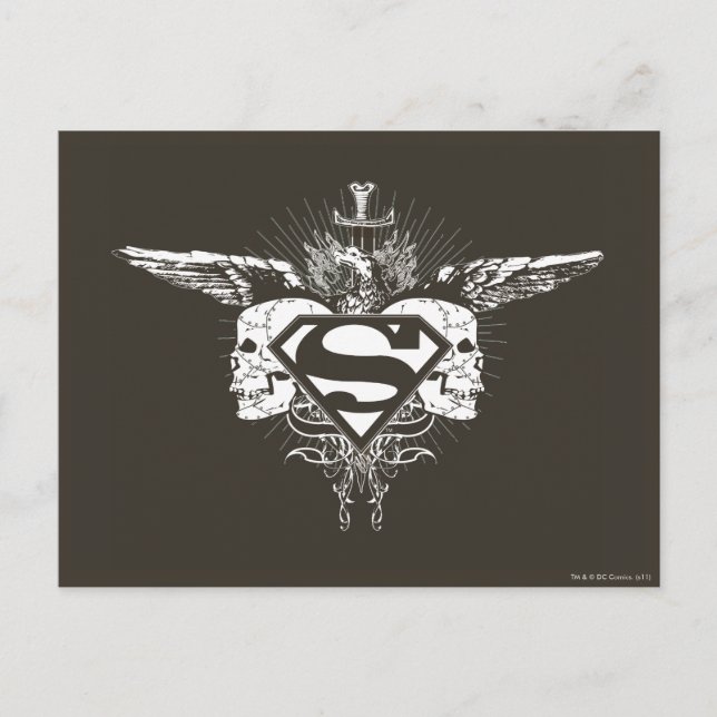 Carte Postale Superman Stylisé | Logo des crânes foncés (Devant)
