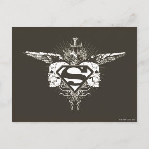 Carte Postale Superman Stylisé   Logo des crânes foncés
