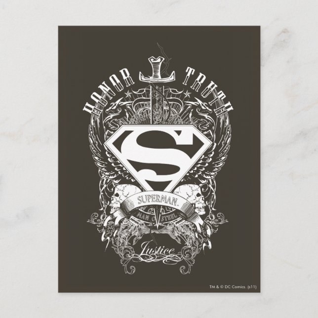 Carte Postale Superman Stylisé | Logo d'honneur, vérité et justi (Devant)