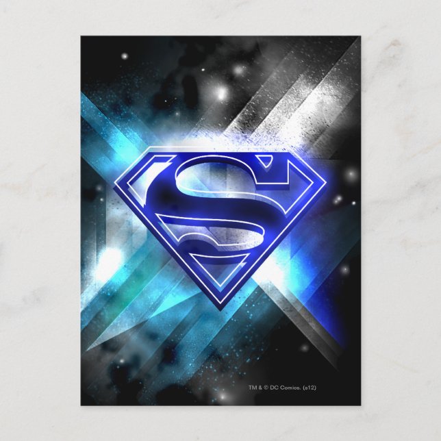 Carte Postale Superman Stylisé | Logo en cristal bleu blanc (Devant)