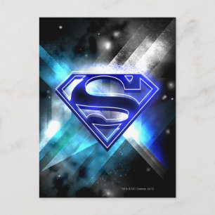 Carte Postale Superman Stylisé   Logo en cristal bleu blanc