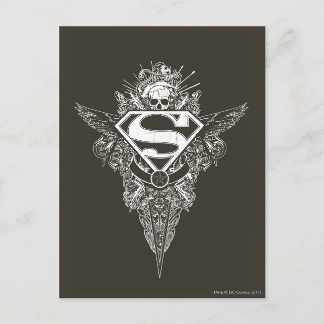 Carte Postale Superman Stylisé | Logo étoile et crâne (Devant)