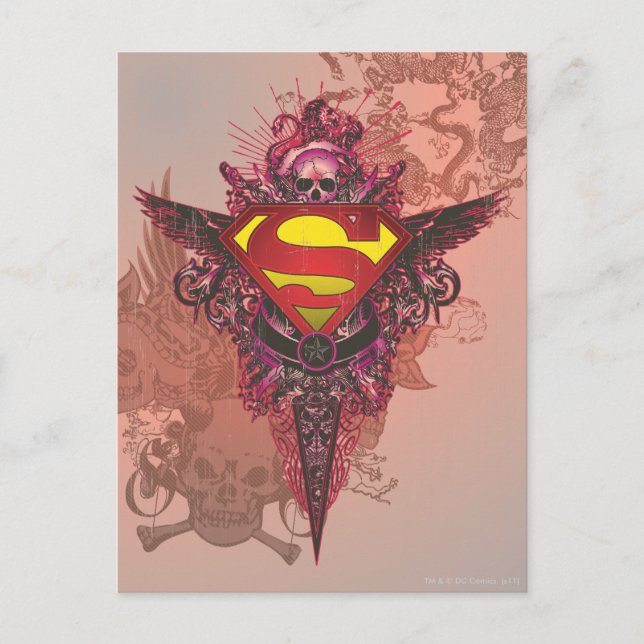 Carte Postale Superman Stylisé | Logo Grunge Design (Devant)