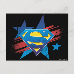 Carte Postale Superman Stylisé   Logo Stars et Stripes