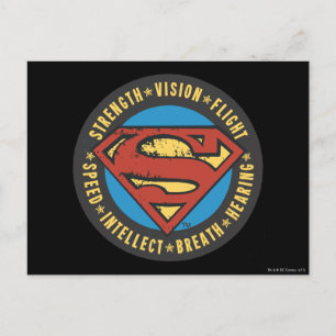 Carte Postale Superman Stylized   Strength Vision Flight Logo