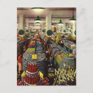Carte Postale Supermarché vintage pour les entreprises alimentai