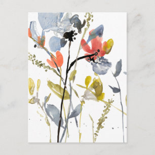 Carte Postale Superposition de fleurs - Aquarelle Fleurs et tige