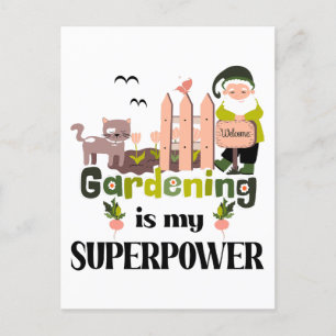Carte Postale Superpuissance du jardin, jardinier mignon