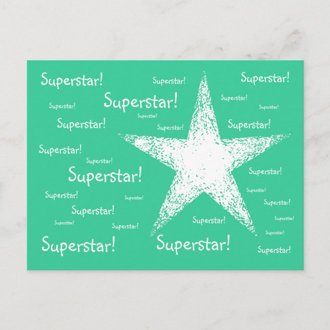 Carte Postale Superstar ! | Turquoise (Devant)
