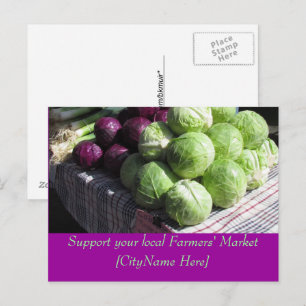 Carte postale - Support Marché agricole - Cabbages