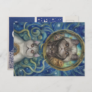 Carte Postale Sur la lune avec des chats perses