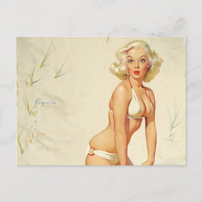 Carte Postale Sur la plage Retro Pin-up Girl (Devant)