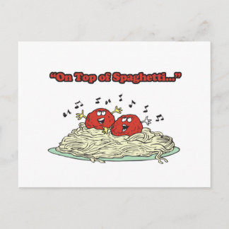 Carte Postale sur le dessus de spaghetti chantant des boules de 