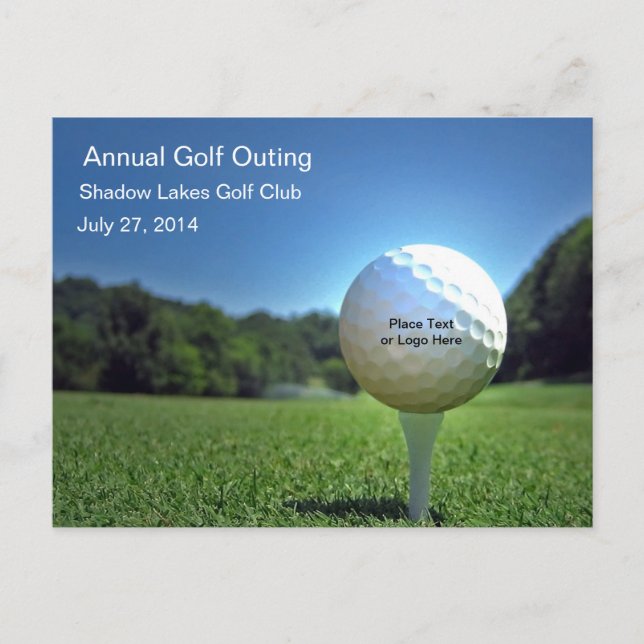 Carte Postale Sur Tee Golf Custom Text Invitation (Devant)