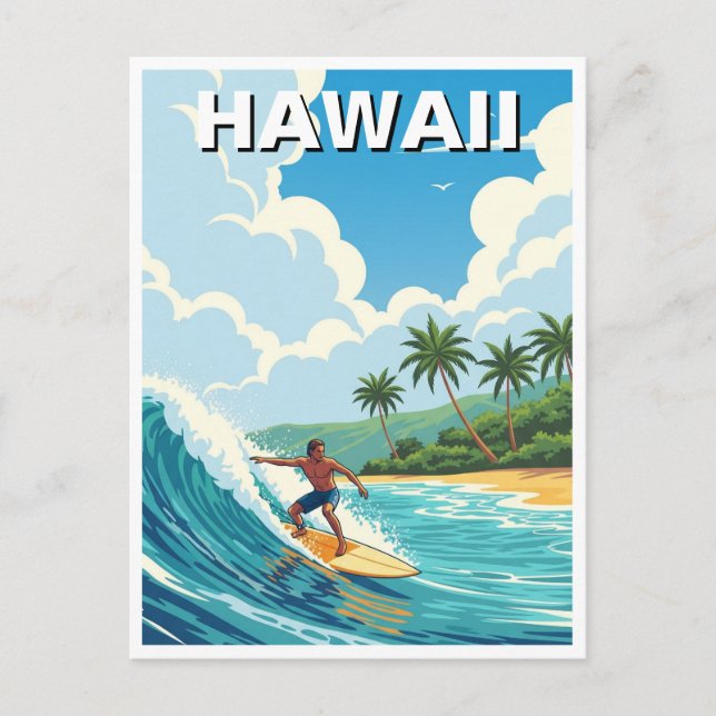 Carte Postale Surf à Hawaii (Devant)