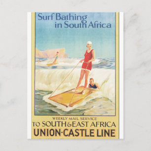 Carte Postale Surf Baignade en Afrique du Sud Poster Vintage voy