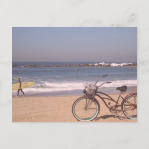 Carte Postale Surf Bicycle California Beach