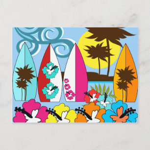 Carte Postale Surf Boutique Surf Ocean Beach Surfboards Palm Tre