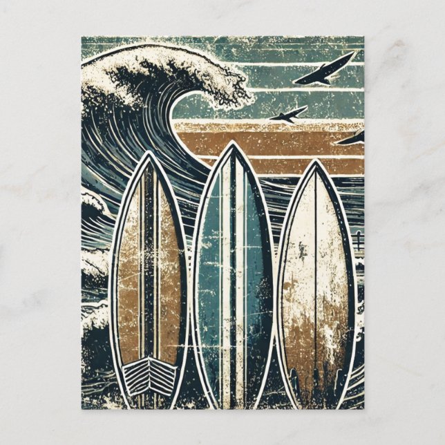 Carte Postale Surf de Grunge en détresse (Devant)