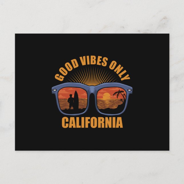 Carte Postale surf de surf Good Vibes Only California (Devant)