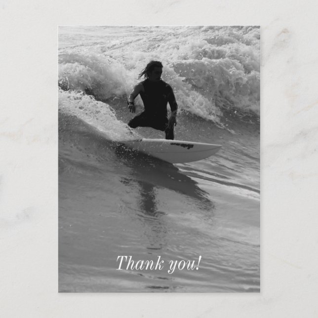 Carte Postale Surf des vagues en nuances de gris (Devant)