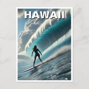 Carte Postale Surf en Hawaii Surfer Girl Wave