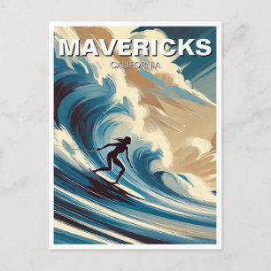 Carte Postale Surf en Mavericks Californie Surfer Girl Wave