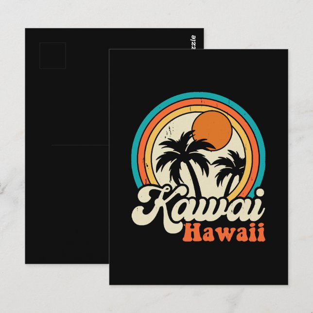 Carte Postale Surf Kawaii Hawaï (Devant / Derrière)