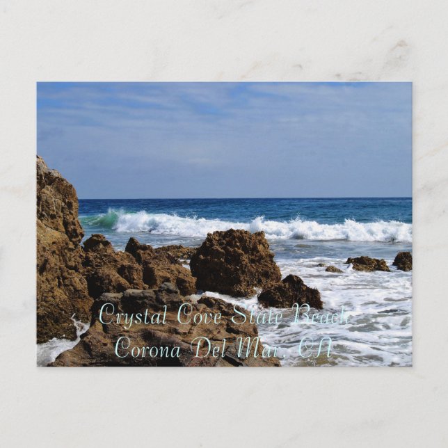 Carte Postale Surf rocheux, Crystal Cove State BeachCorona Del . (Devant)
