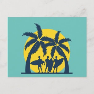 Carte Postale Surf soleil et palmiers surf cool