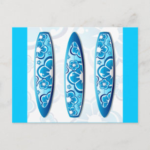 Carte Postale Surf super avec design fleuri