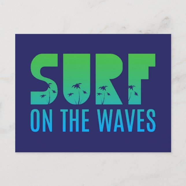 Carte Postale Surf Sur L'Affiche Des Vagues (Devant)