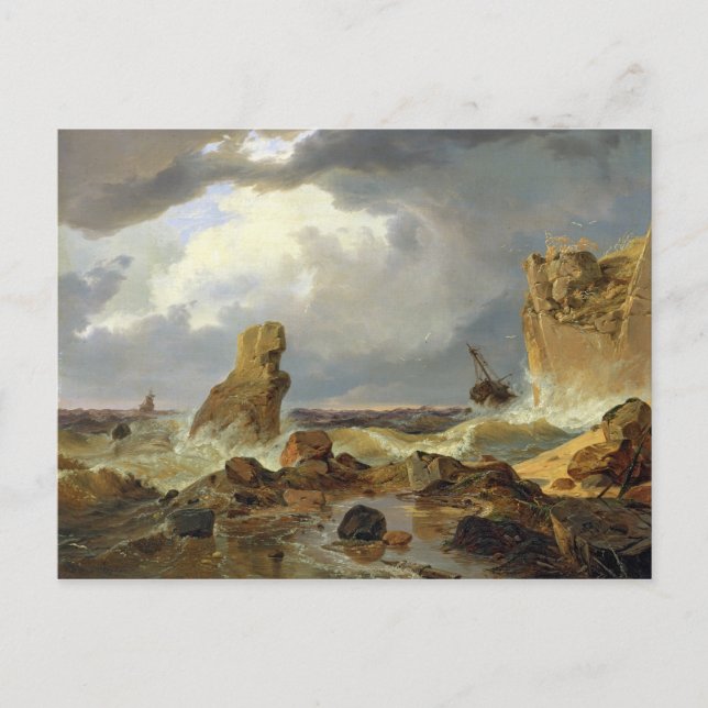 Carte Postale Surf sur une côte rocheuse, 1835 (Devant)