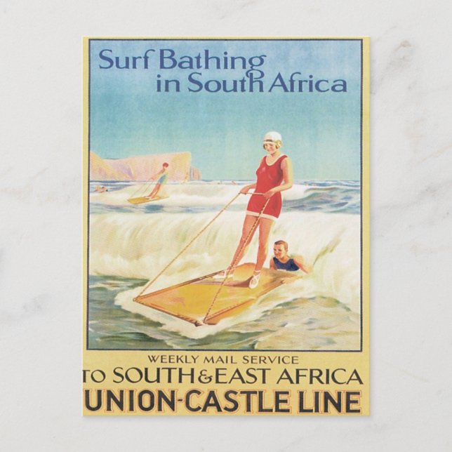 Carte Postale Surf vintage Baignade Afrique du Sud (Devant)