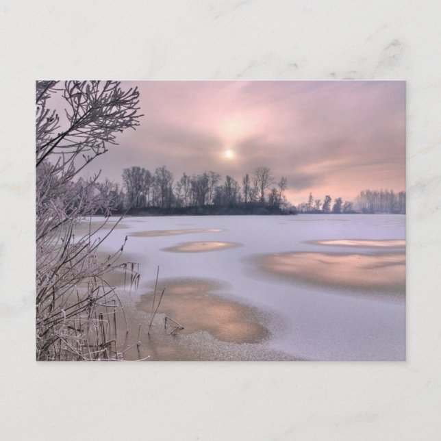 Carte Postale Surface gelée | Rivière Po, Piémont, Italie (Devant)