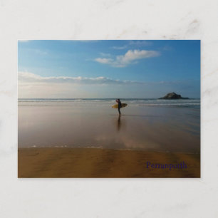 Carte Postale Surfer à Perranporth Beach Cornwall Angleterre