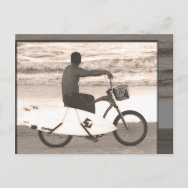 Carte Postale Surfer à vélo (Devant)