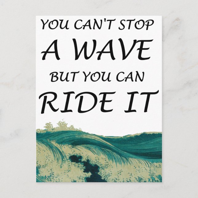 Carte Postale Surfer Citation Inspirationnelle Wave Ride. (Devant)