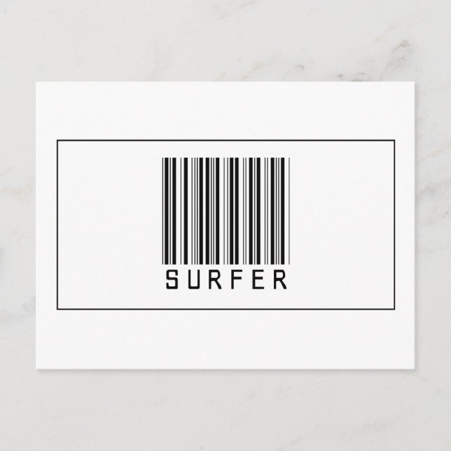 Carte Postale Surfer de code barre (Devant)