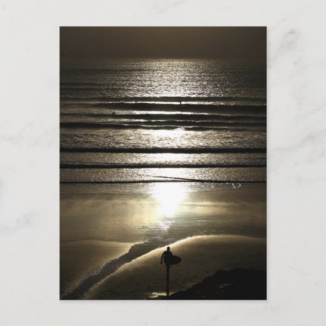 Carte Postale Surfer du coucher de soleil à Polzeath (Devant)