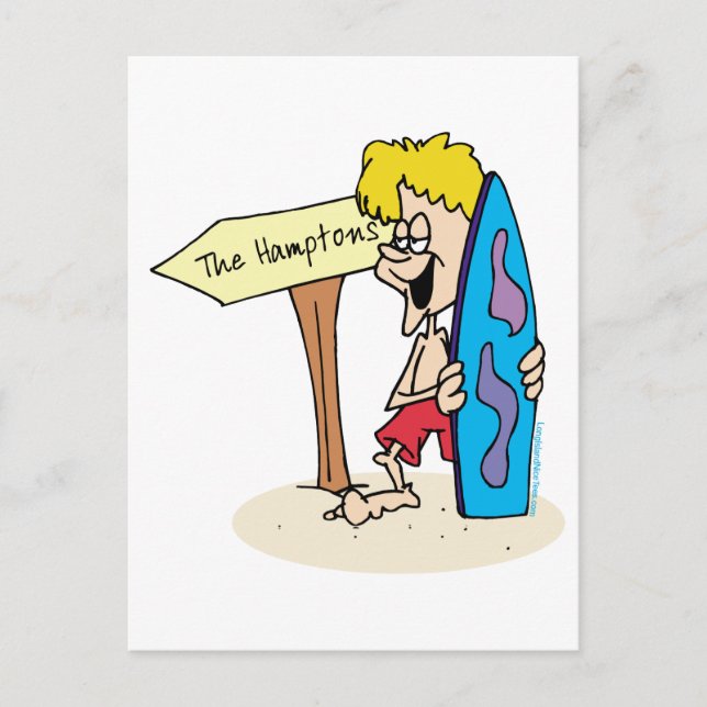 Carte Postale Surfer Dude Les Hamptons (Devant)