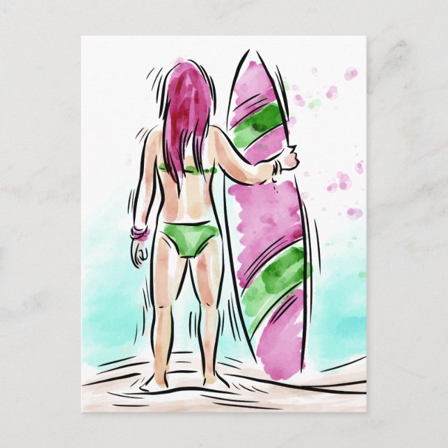Carte postale Surfer Girl (Devant)