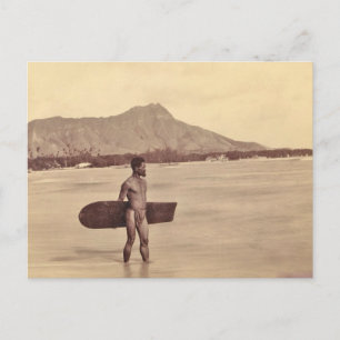 Carte Postale Surfer hawaïen indigène, C. 1890